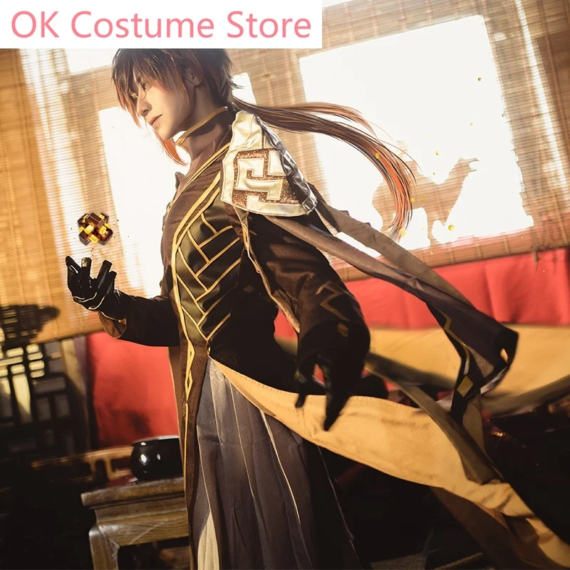 Anime!Genshin Impact Zhongli Ancient Game Suit Handsome Uniform Cosplay Costume Halloween Party Role Play Outfit Men