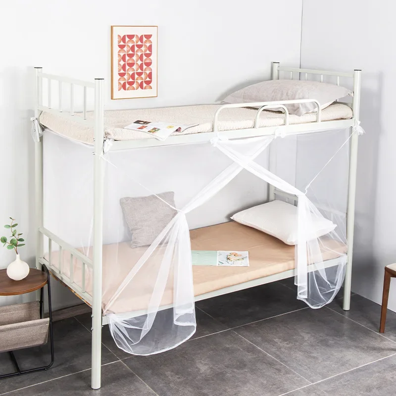 White Mosquito Net for Bed Sleeping, Anti Mosquito Curtain Gauze, Nets for Dormitory Bunk Beds, Bedroom, Free Installation, 1Pc