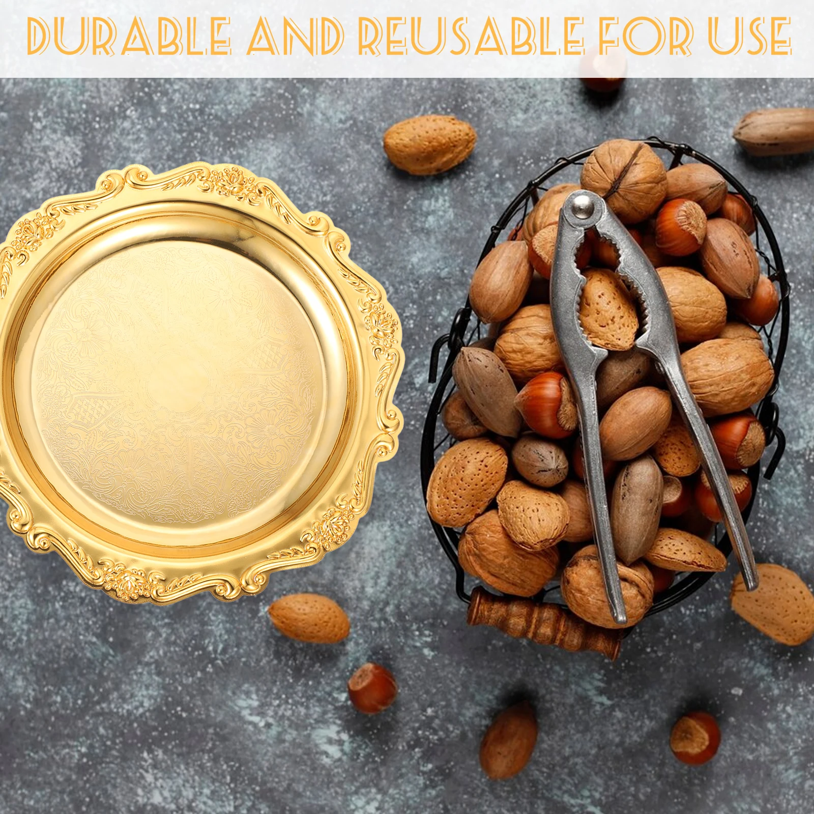 

European Fruit Plate Cake Plates Stand Serving Tableware Food Dessert Alloy Tray Snack Holder
