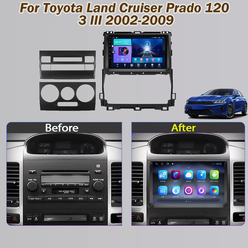 トヨタ ランドクルーザー プラド 120 3 III 2002-2009用 Android Carplay カーラジオ マルチメディアプレーヤー オートラジオ ステレオ 2din ヘッドユニット