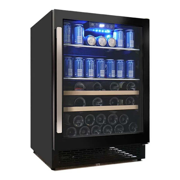 Custom Mini Wine Refrigerators OEM Smart Cooler with Unique Design, 2 Zones Wine Fridge Electric 90 Stainless Steel Door