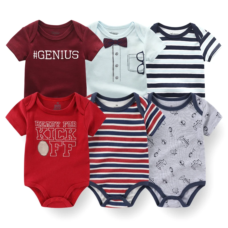 6Pieces Cotton Newborn Baby Girl Clothes 0-12Months Print Bodysuits Set Sleeveless Baby Boy Clothes Summer Solid Color Bebes