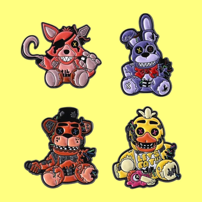 Enamel Pin Pines Enamel Pins Creative Horror Bear Cartoon Brooch Metal Badge Personalized Backpack Decoration Gift Badges Metal