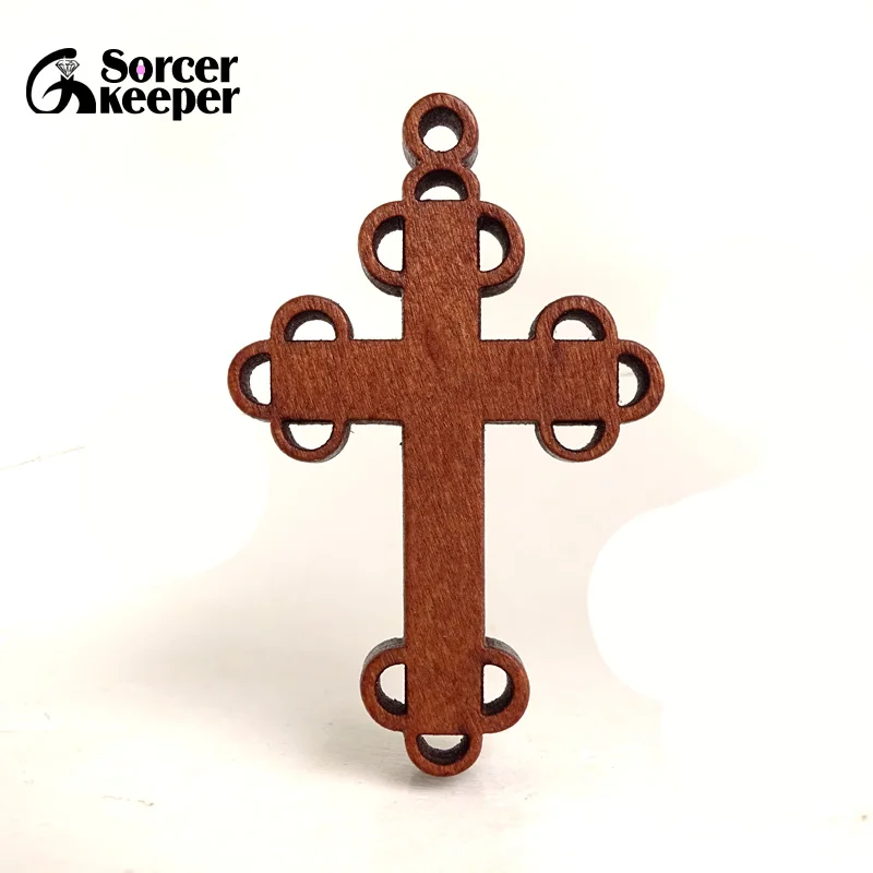 New Small Wooden Crosses Carved Tree Crucifix Cross Charm Pendants Statue Sculpture Jewelry Findings for Necklace Making BG267