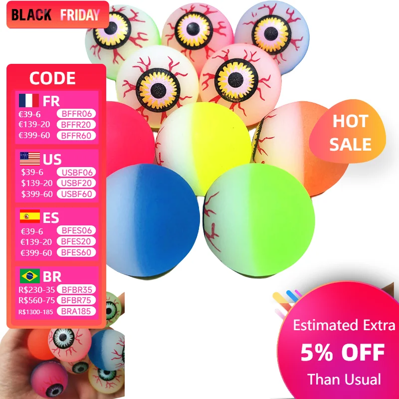 12Pcs Eye Ball Glowing Doll Bouncy Eyeball Horror Scary Halloween Cosplay Prop Party Haunted Decoration Children Toy Terror Prop