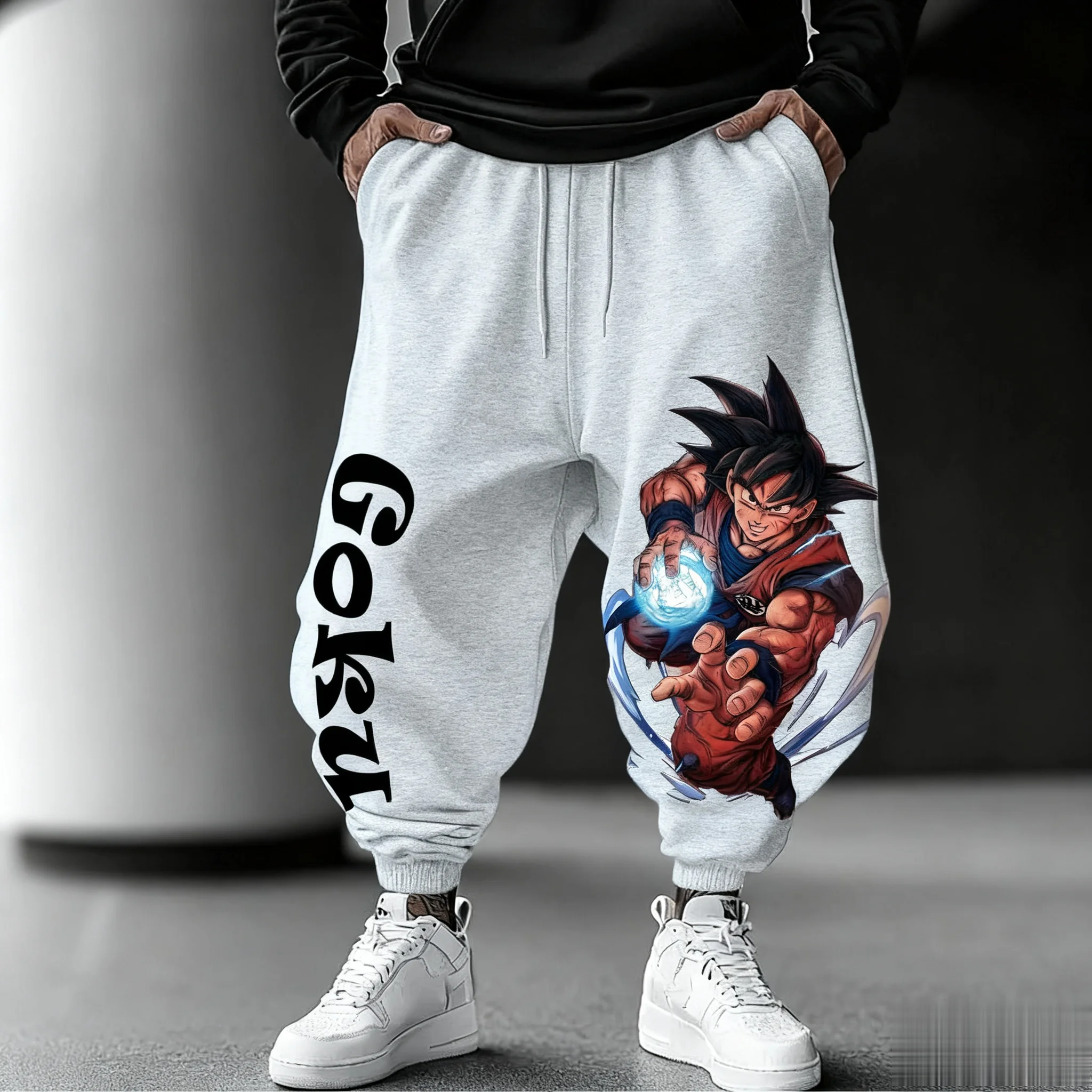 جديد لعبة دراغون بول جوكو الرجال Sweatpants الشارع الشهير Y2k فضفاض السراويل الرياضية غير رسمية الصيف الخريف موضة أنيمي طباعة الهيب هوب بنطلون