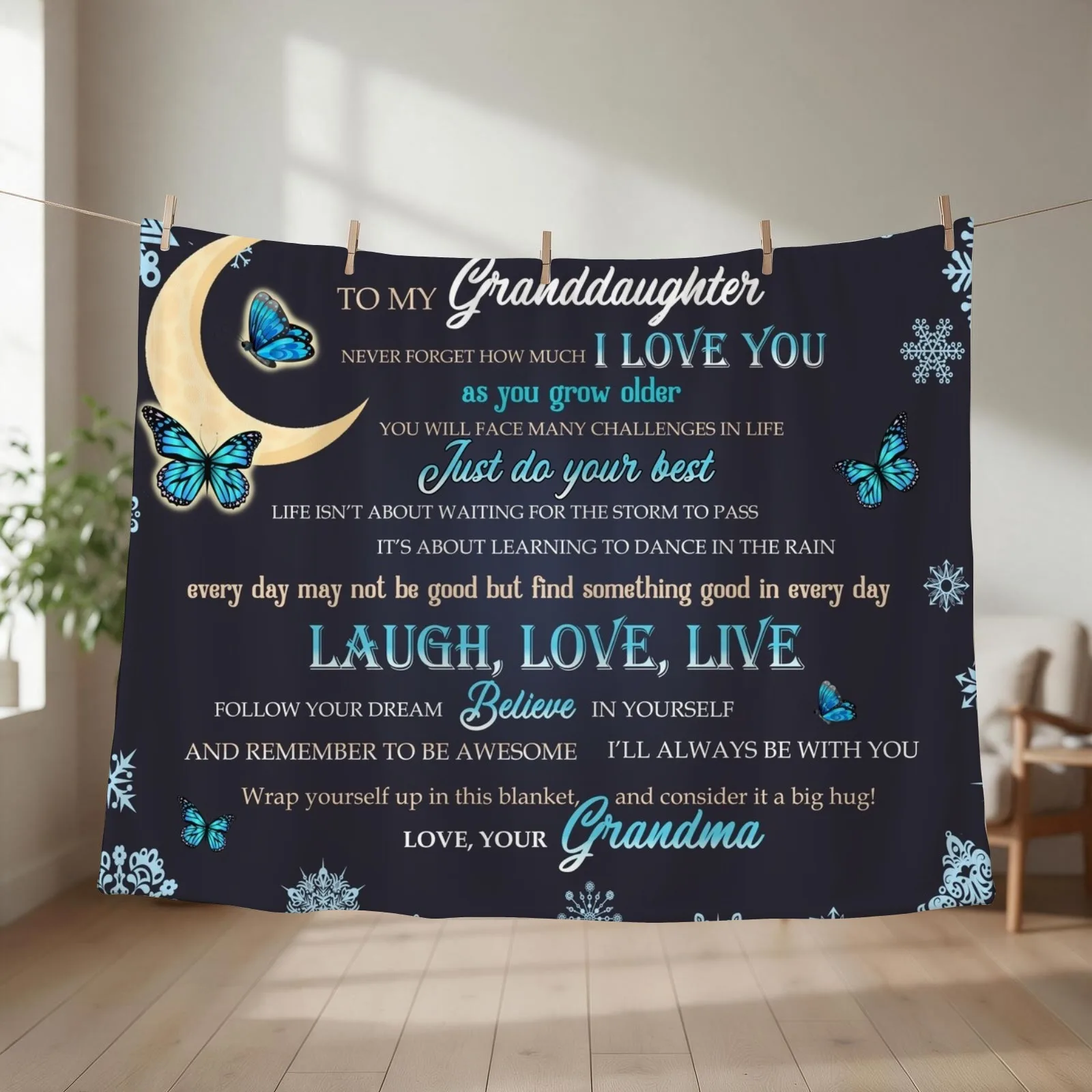 Grandma To Granddaughter Never Forget How Much I Love You Throw Blanket couch cozy soft plush fuzzy picnic outdoor blanket