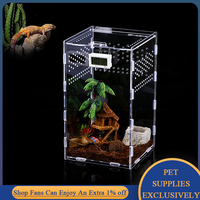 Acrylic Terrarium DIY Breeding Box for Reptile Habitat Amphibian Cricket Turtle Spider Snail Glass Shelter Insect Box for Spider