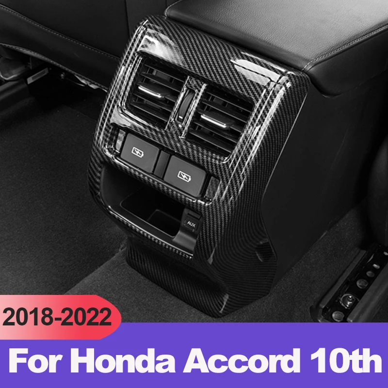 ABS Car Rear Armrest Box Air Conditioning Outlet Vent Cover Sticker For Honda Accord 10th X 2018 2019 2020 2021 2022 Accessories