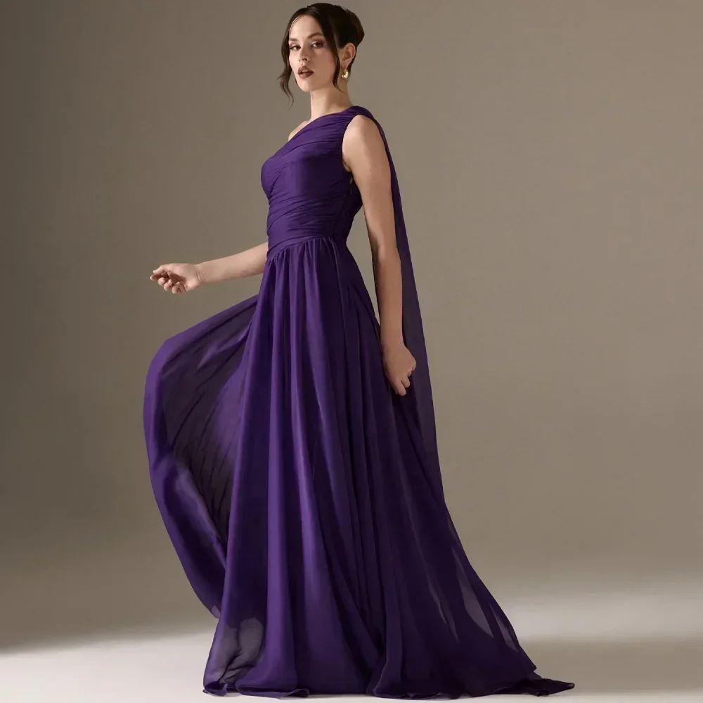 

Длинное платье на одно плечо, шифоновые платья без рукавов, вечернее платье, изысканные элегантные вечерние платья для выпускного вечера для женщин по индивидуальному заказу