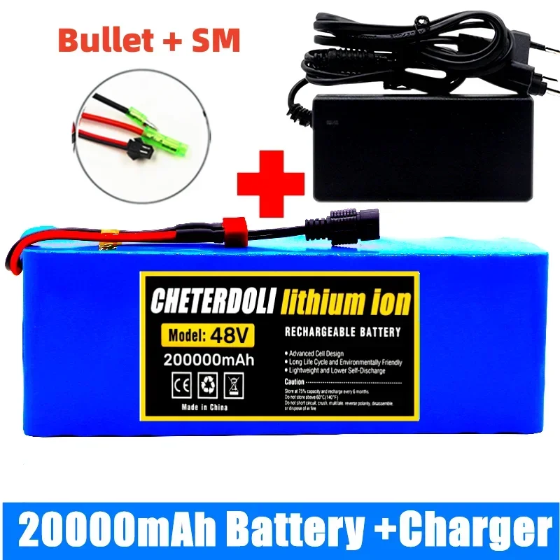 E-Bike Battery 48V 20Ah 18650 Lithium Ion Battery Pack 13S3P E-Bike Conversion Kit Bafang 1000W and 54.6V 2A Charger + XT60 Plug image 3