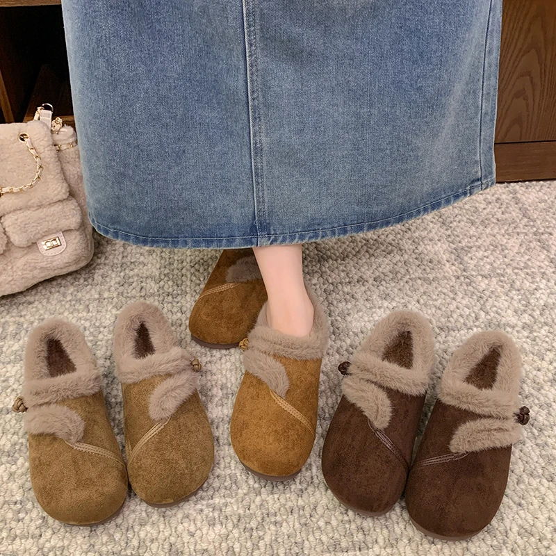 

Winter Slip-on Lazy Women Wear Slip-on New Retro Warm Cotton Shoes