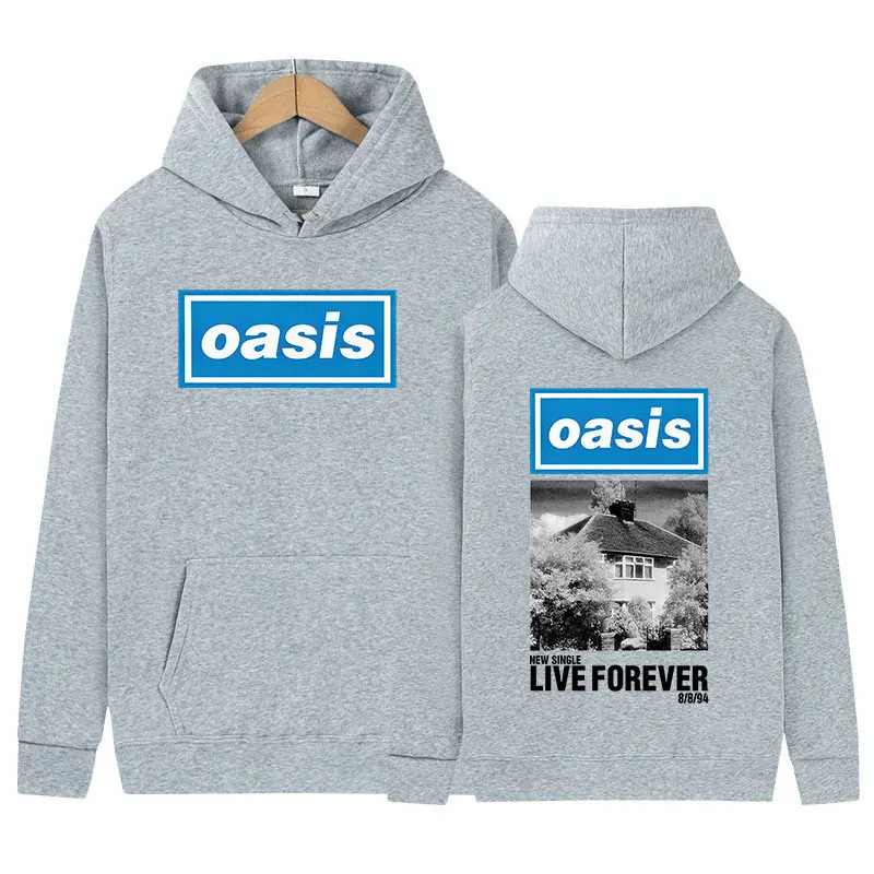 O-Oasis Live Forever Tour 2024 Hoodie British Band Hip Hop Album Pullover Sweatshirt Men Women Retro Oversized Hooded Streetwear