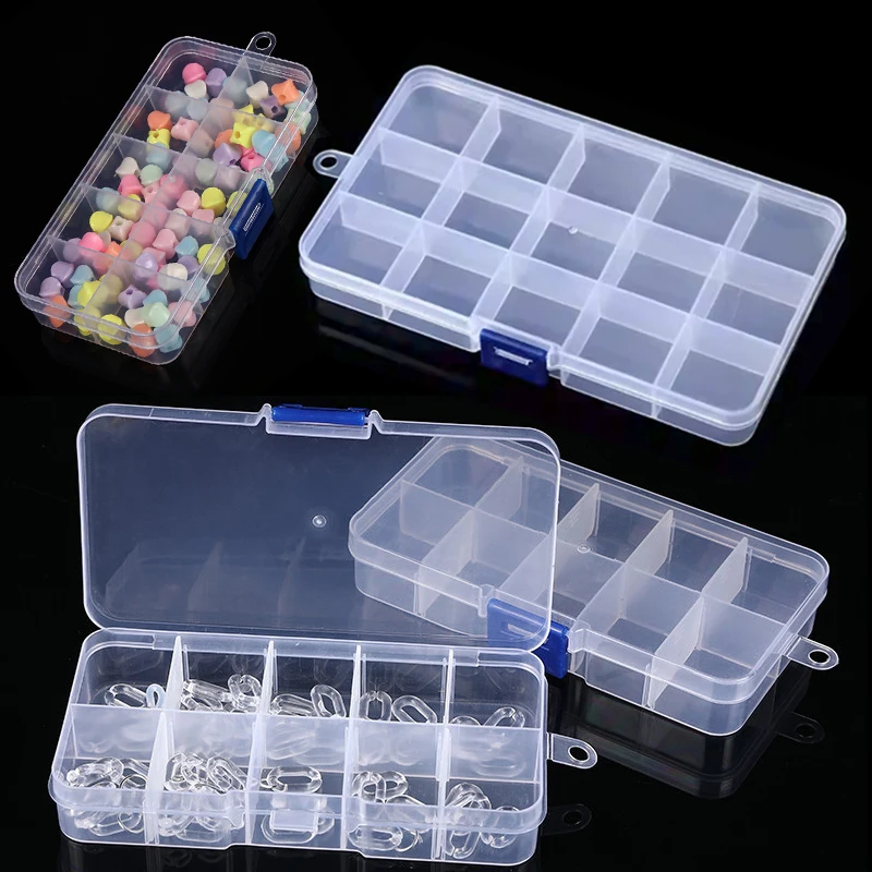 1PC Transparent Plastic Storage Case 10/15/24 Grids DIY Compartment Adjustable Container for Jewelry Earring Household Tools ZYF