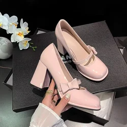 Woman Pumps On Heeled Shoes For Women Square Heels Lastest High 2025 Trend Wholesale 2025 New In And Low Price Social Shoe Hot