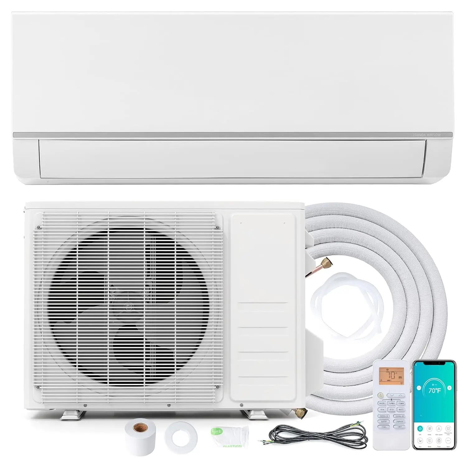 

12000 BTU Mini Split Air Conditioner and Heat Pump, Compatible with Alexa, 20 SEER2 208/230V, Energy Efficient Inverter, Custom