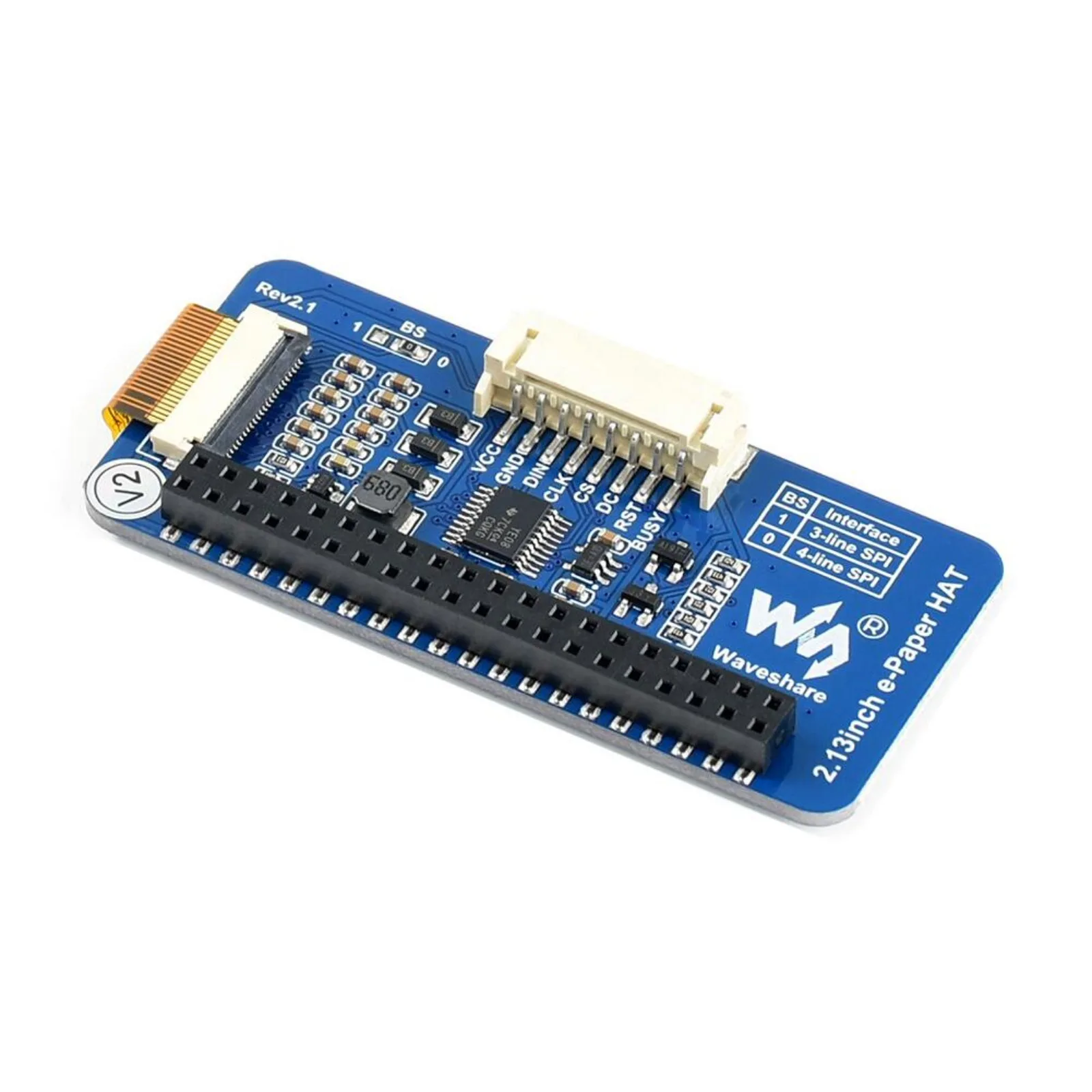 Waveshare 2.13inch E-Ink Display HAT for Raspberry Pi with SPI Interface,250x122 Resolution, Compatible with Arduino/STM32