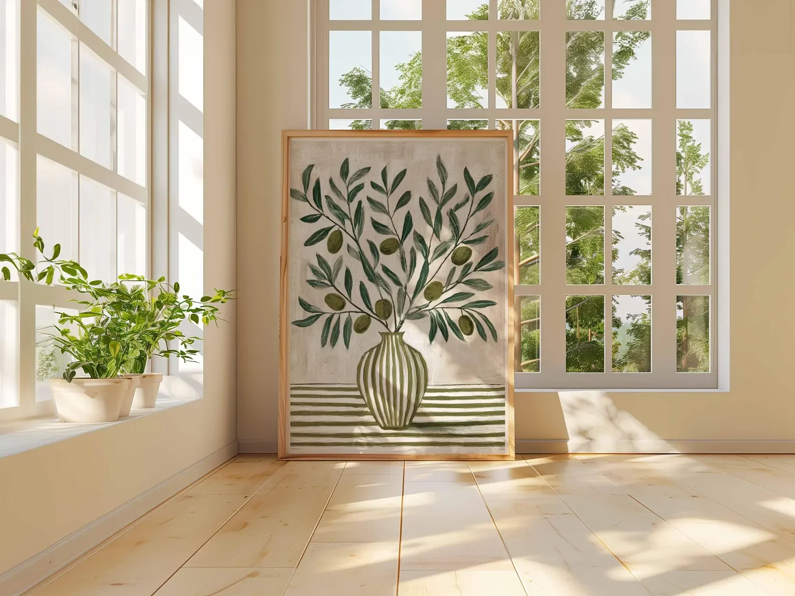 ملصق فرع الزيتون، فن جدار المطبخ المتوسطي، طباعة مزهرية ريفية، ديكور نباتي أخضر، عمل فني على طراز المزرعة الريفية #4