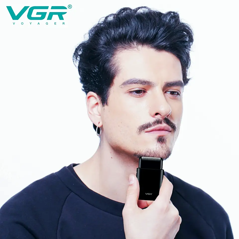 ماكينة حلاقة كهربائية VGR احترافية ماكينة حلاقة لتشذيب اللحية محمولة صغيرة ماكينة حلاقة متبادلة بشفرتين شحن USB للرجال V-390 - 6