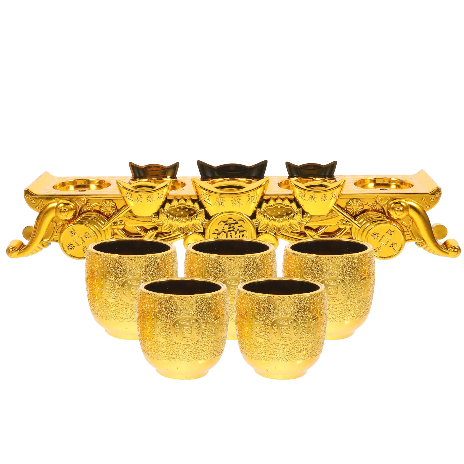

1Set Buddhist Temple Offering Cup Set Mini Plastic Worship Glasses Vintage Style Altar Sacrificial Tea Goblets Decorative