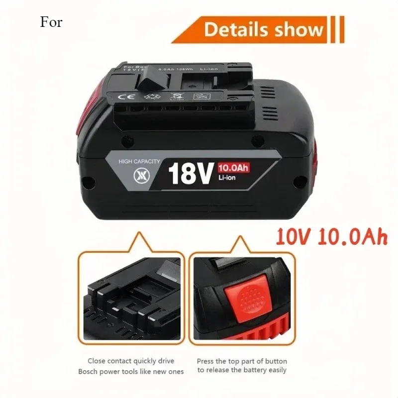 

For 18V Bosch 6.0Ah Rechargeable Li-ion Battery Replaceable Battery For BAT609 BAT609G BAT618 BAT618G BAT614 Charger