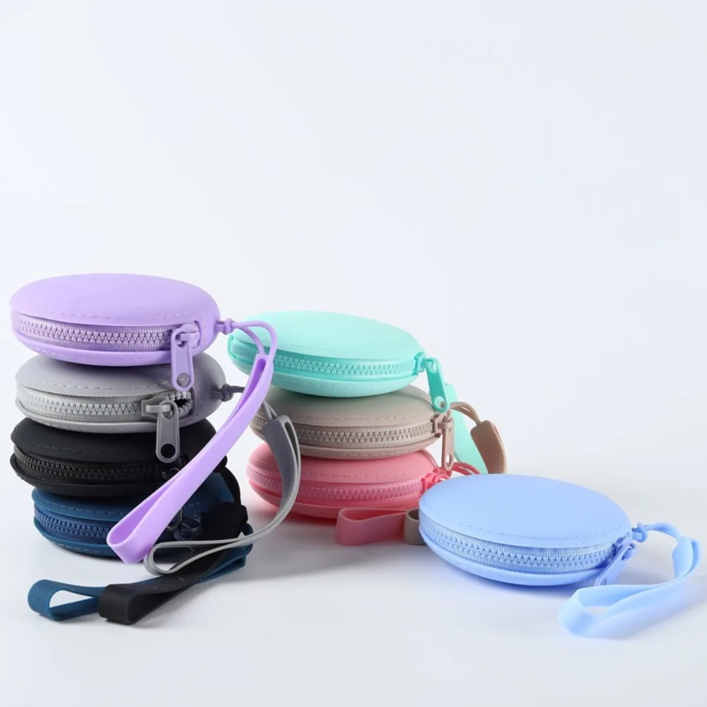 Solid Color Cosmetic Bag Portable Rectangle Silicone High Capacity Coin Purse Headphone bag Small Item Bag Stationery bag Women