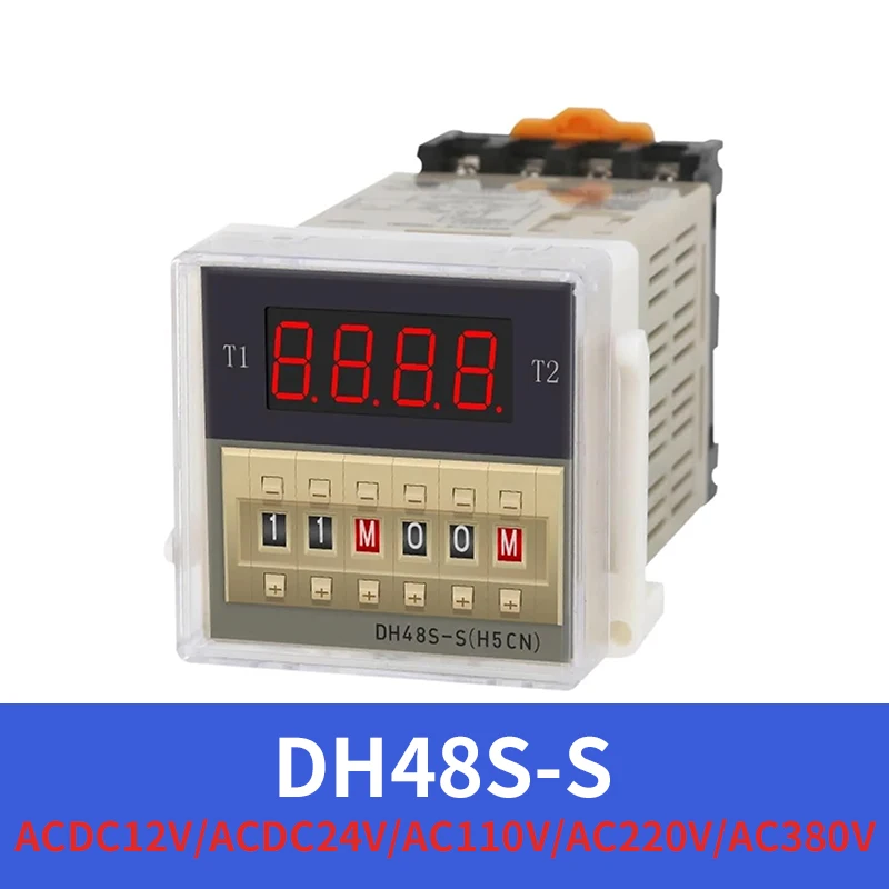 

DH48S-S digital cycle timer relay with base 0.1S-99H AC 110V/220V/380V DC 12V/24V programmable delay timer for repeat cycles