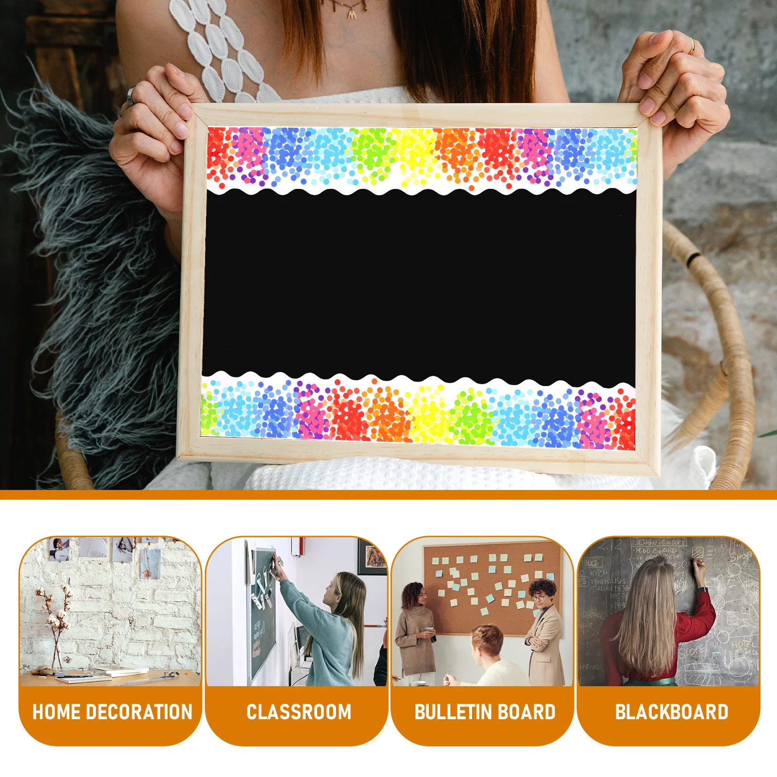 

Copper Plate Bulletin Board Stickers Decorative Wall Classroom Spring Party Decoration Border Trim Accessories School