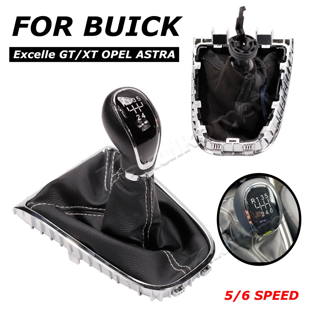 Palanca de cambios manual de 5/6 velocidades con pomo de cuero para Buick Excelle GT/XT 2009-2014 y Opel Astra