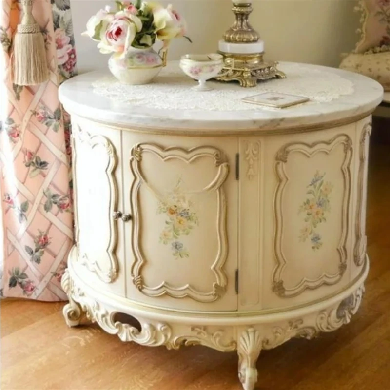 

Европейский журнальный столик из цельного дерева из натурального мрамора для гостиной, балкона, художественный журнальный столик