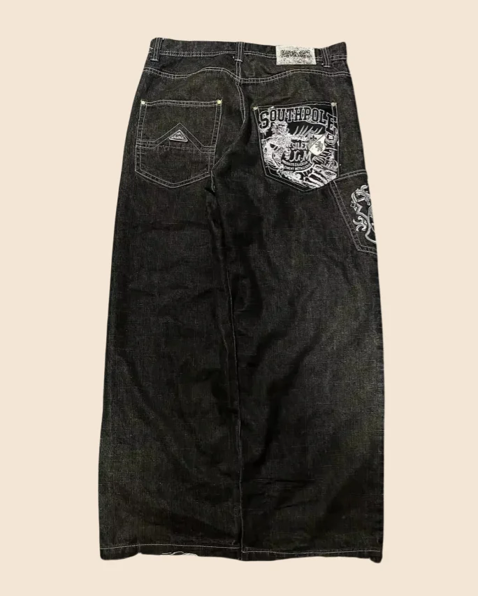 

Trendy Brand Southpole Jeans Men Washed Fabric Y2K Hip Hop Street Punk Straight Pants Women Casual Harajuku Pants ripped jeans