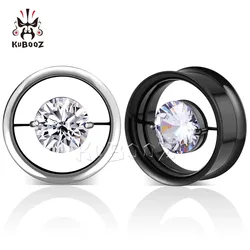 KUBOOZ Stylish Stainless Steel Ear Tunnels Expanders Earrings Plugs Gauges Piercing Body Jewelry Stretcher 2PCS