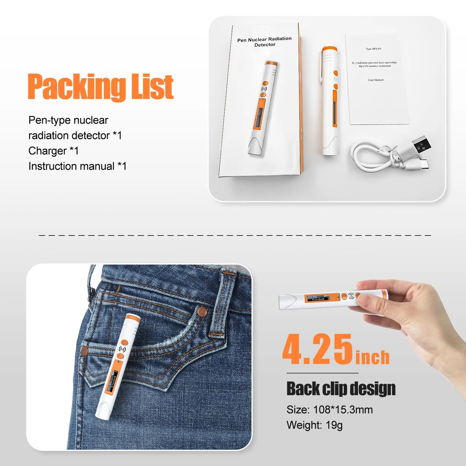 Nuclear portátil con pantalla Lcd Beta Gamma contador Geiger de rayos X Detector de radiación Nuclear Monitor de radiación