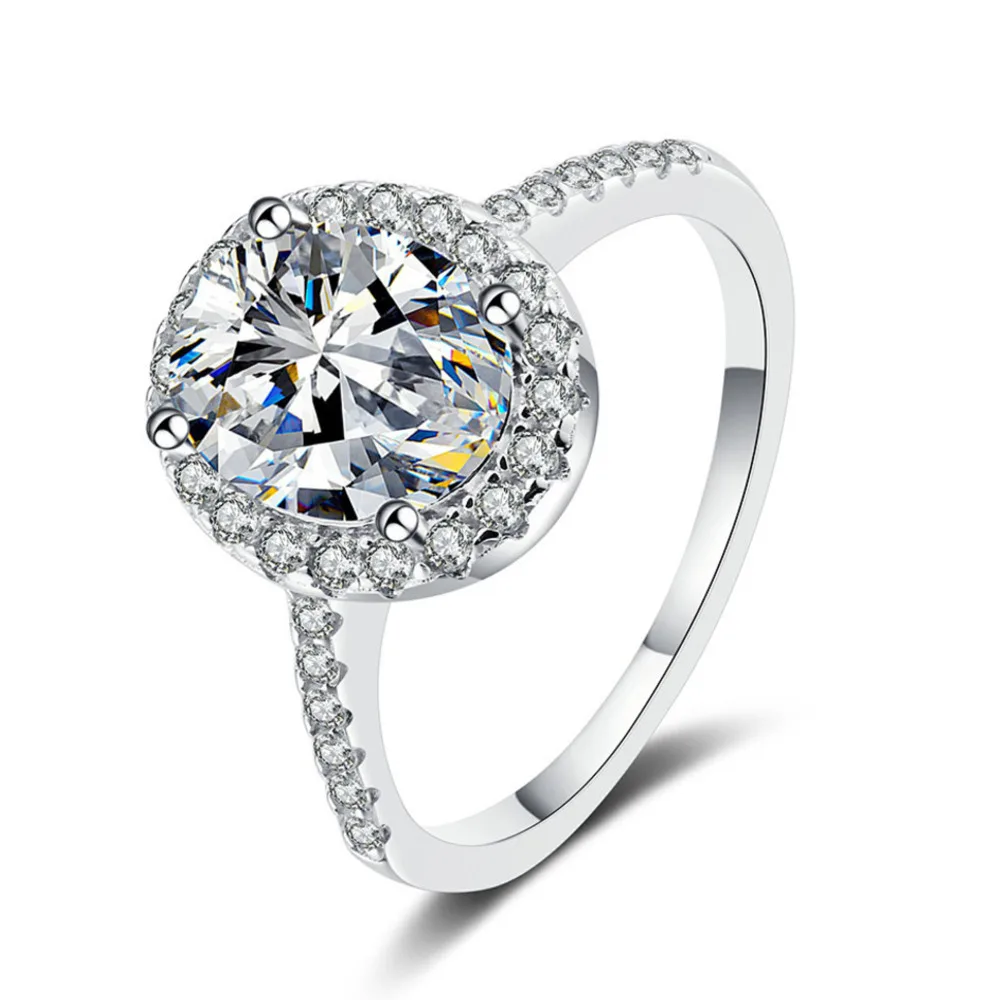 BR 1ct S925 Sterling Silver Ring for Women, Elegant Pigeon Egg Band Moissanite Wedding Ring
