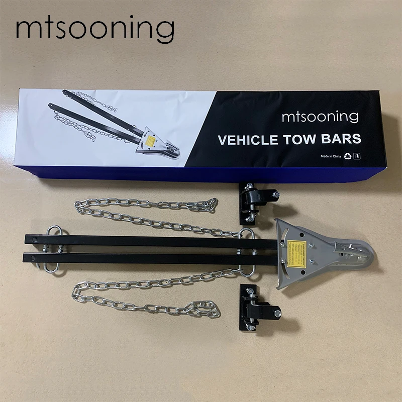 Mtsooning 1 set Tow Bar with 5000 lbs Towing Capacity Universal Tow Bar with 2X Safety Chains for Jeeps, Trucks,RVs, Trailers