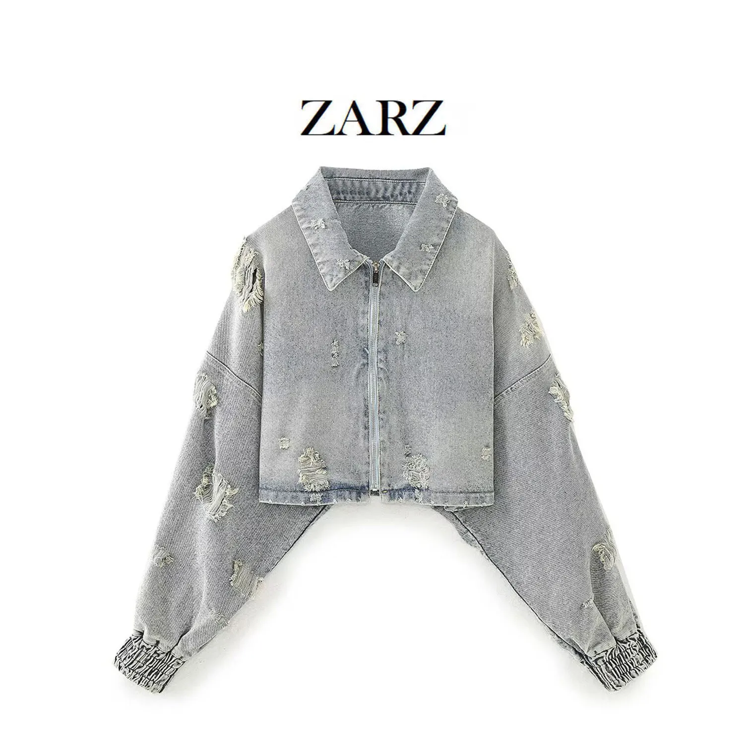 

2025 Autumn Women's New Short Denim Jacket Distressed Decoration Stylish Trendy Casual Outerwear crop top