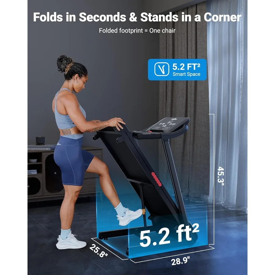 جهاز سير منزلي مع مائل ضبط 3.0 حصان لتمارين القلب في الأماكن المغلقة ومراقبة معدل ضربات القلب وحزام جري أوسع لـ Com