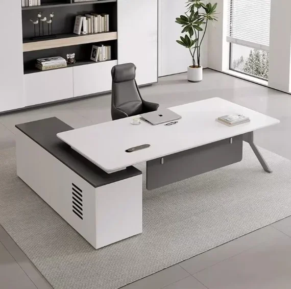 #Luxury Executive Desk And Chair Set-Modern Wooden Office Furniture With Eco-Friendly Features For Home Or CEO Use