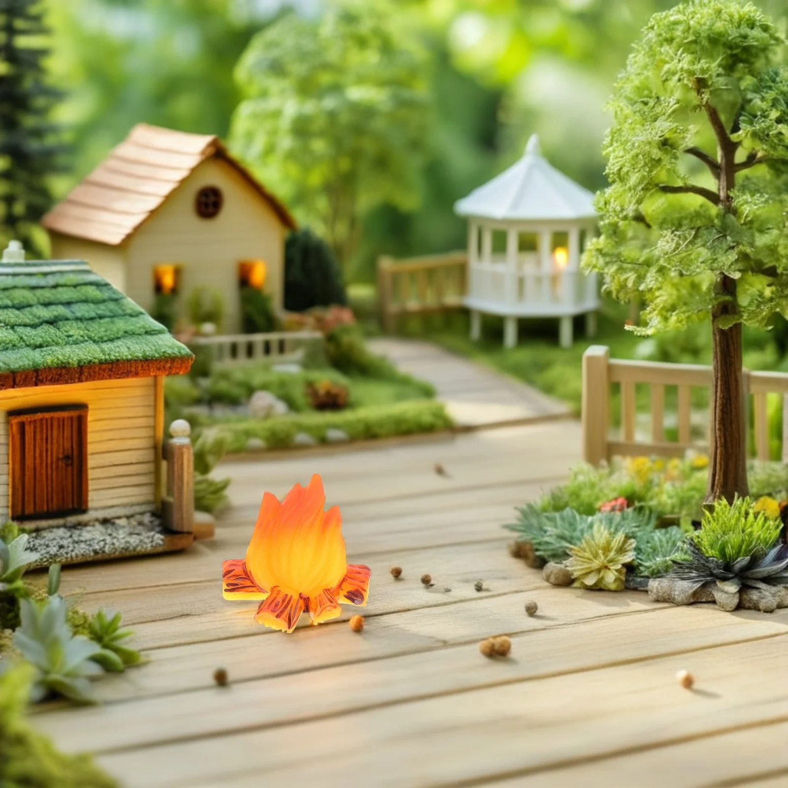 

15pcs Miniature Resin Bonfire Micro Landscape Decoration Fake Fire Ornament For Campfire Table Centerpiece