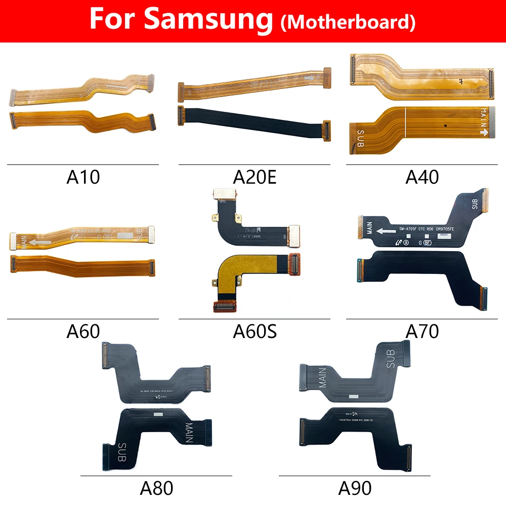 10 Pcs Main Motherboard Board Flex Cable For Samsung A10 A20 A20E A30 A40 A50 A60 A60S A70 A80 A90 Mainboard LCD Flex