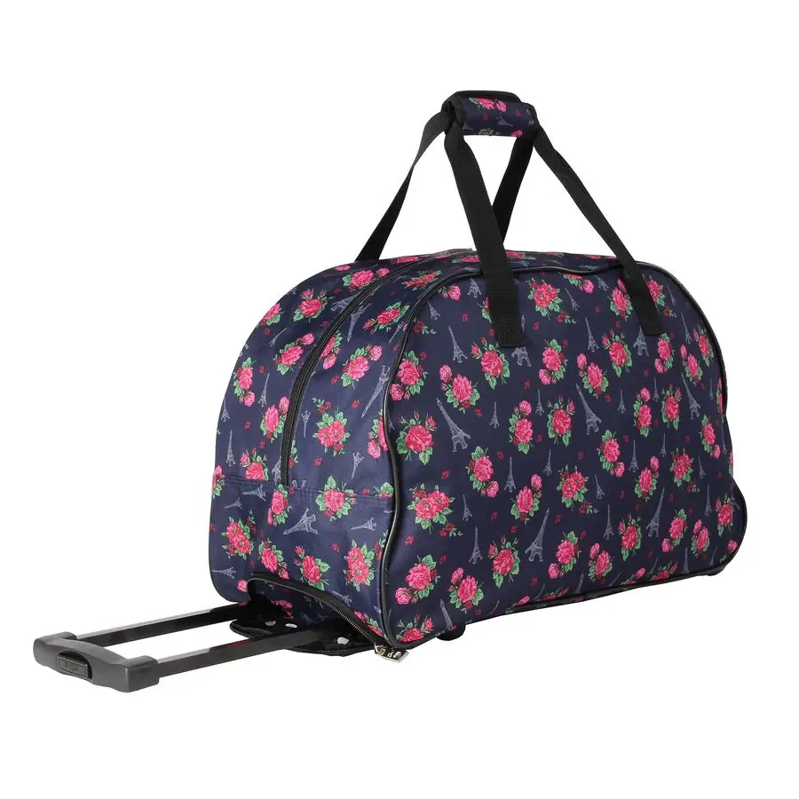 Colección de equipaje de mano Patrón ligero Bolsa de lona de 22 pulgadas Maleta de viaje de negocios durante la noche de fin de semana con 2 ruedas W