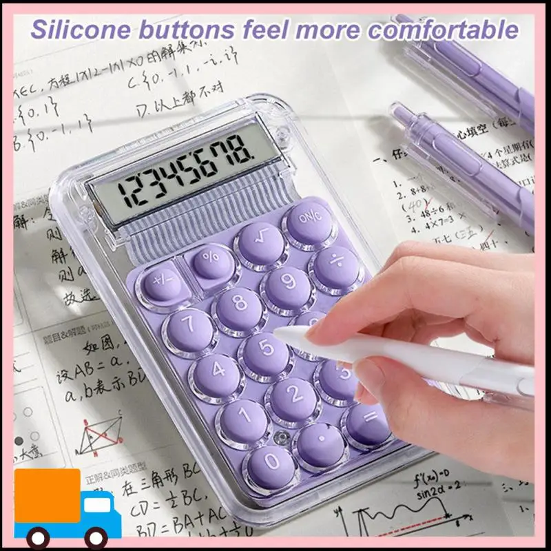 Professional-8 Digits Display Silence Widescreen Mini Calculator Students Portable Transparent Electronic Calculator Daily Use