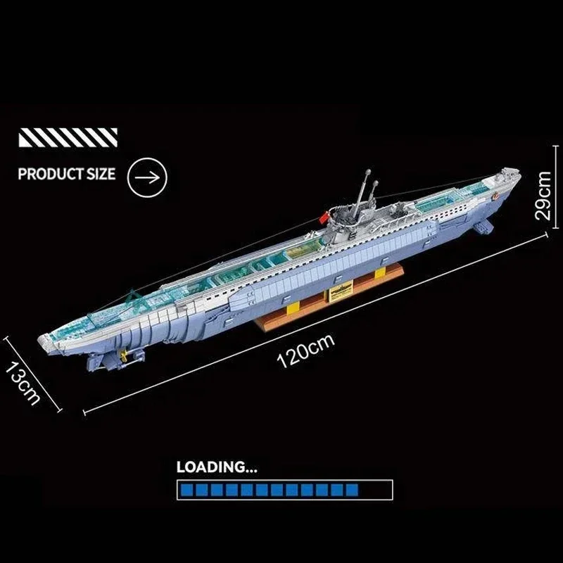 Blocos de construção submarinos criativos, série militar, brinquedos modelo DIY, US City Boy, VIIC militar, U-552, presentes de tijolo, WW2