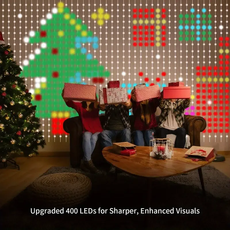 

Умные занавески с управлением через приложение Bluetooth, RGB светодиодная гирлянда, водонепроницаемый сказочный свет, USB, сделай сам, текстовый узор, дисплей, декор для вечеринки