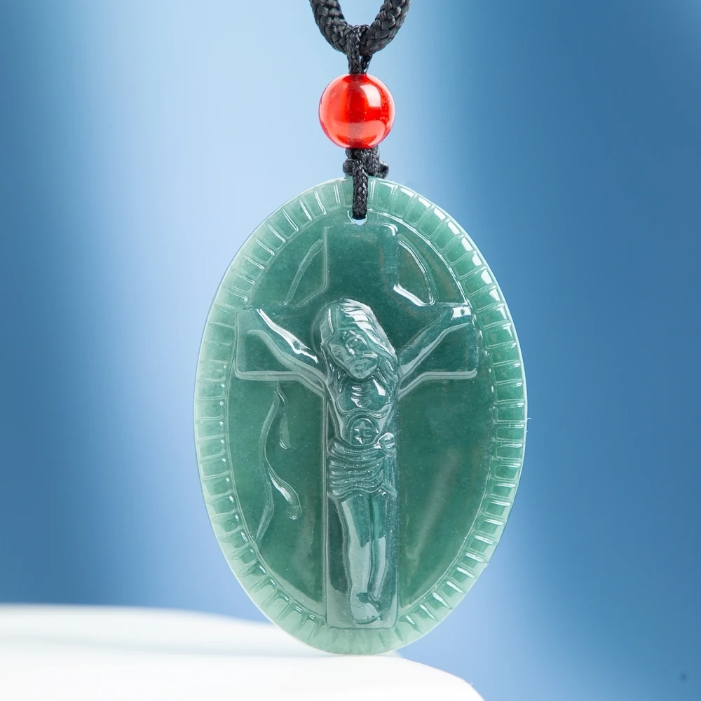

TIMESWIND натуральный нефрит А-типа синий крест отца вера овальный кулон женское ожерелье с сертификатом