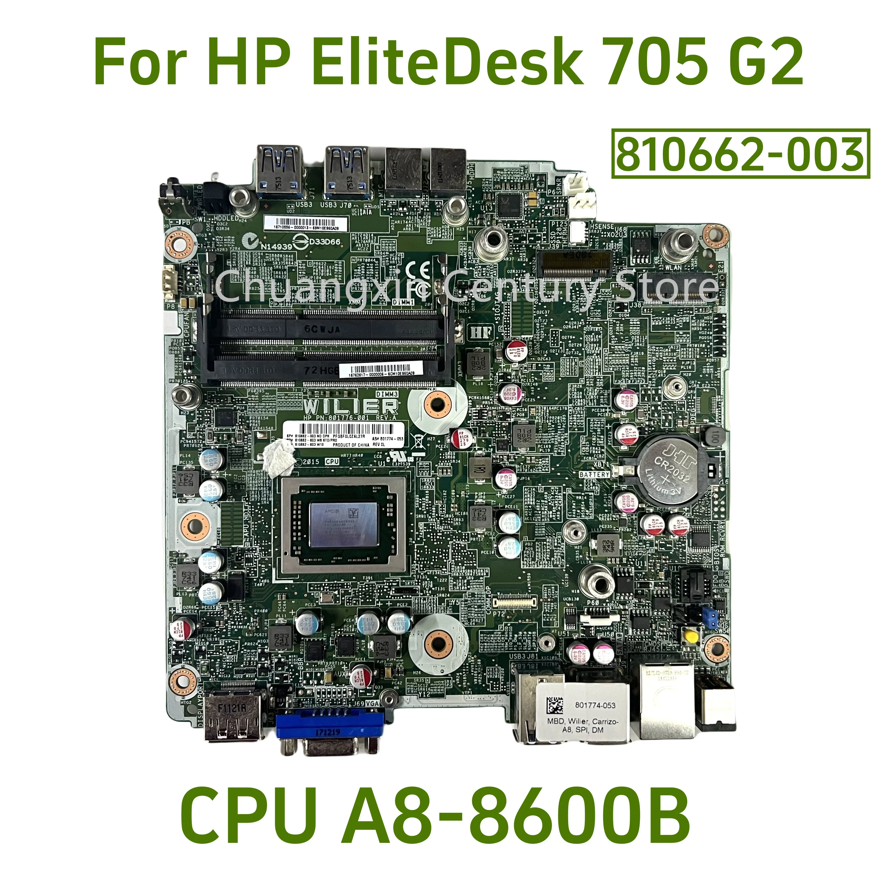 810662-003 motherboard is suitable for HP EliteDesk 705 G2 laptop 801774-003 801776-001 with A8-8600B CPU 100% tested