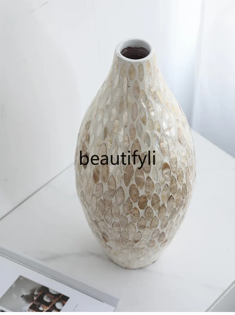 Natural Fritillary Decorative Vase Wabi Wind Shell Flower Arranger Home Premium Desktop Ornament