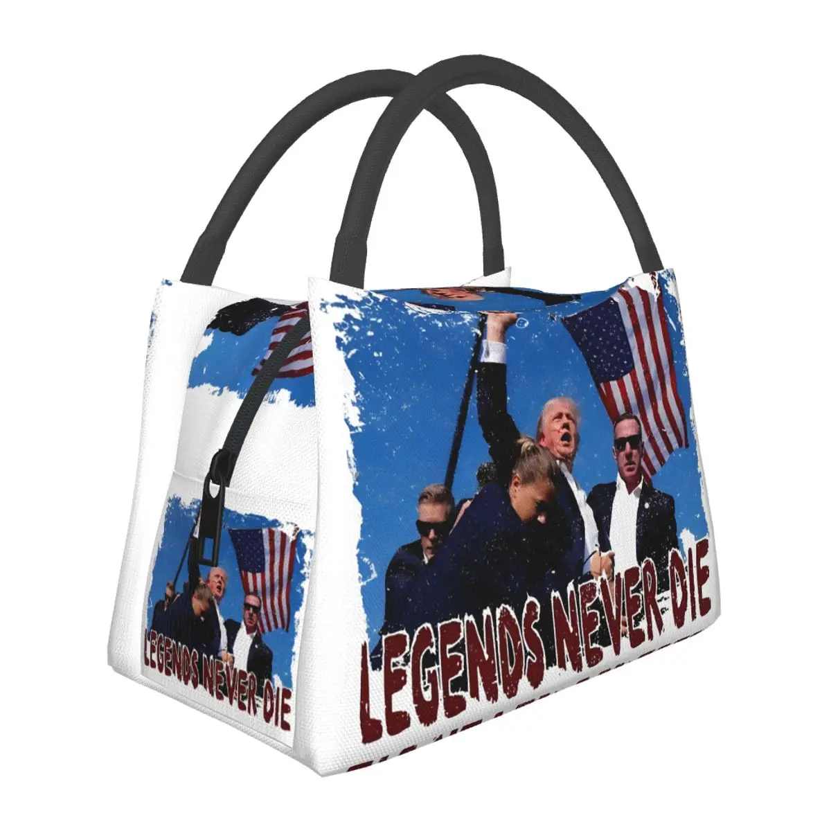 Donald Trump Rally Shooting Merch Lunch Bag Waterproof Insulated Oxford Cooler Legends Never Die Thermal Cold Food Picnic Tote