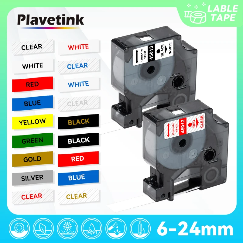 Multicolor 45013 45010 45021 Compatible Dymo D1 Label Tape 45018 45024 12mm Label Ribbon for Dymo LabelManager 210D 160 280
