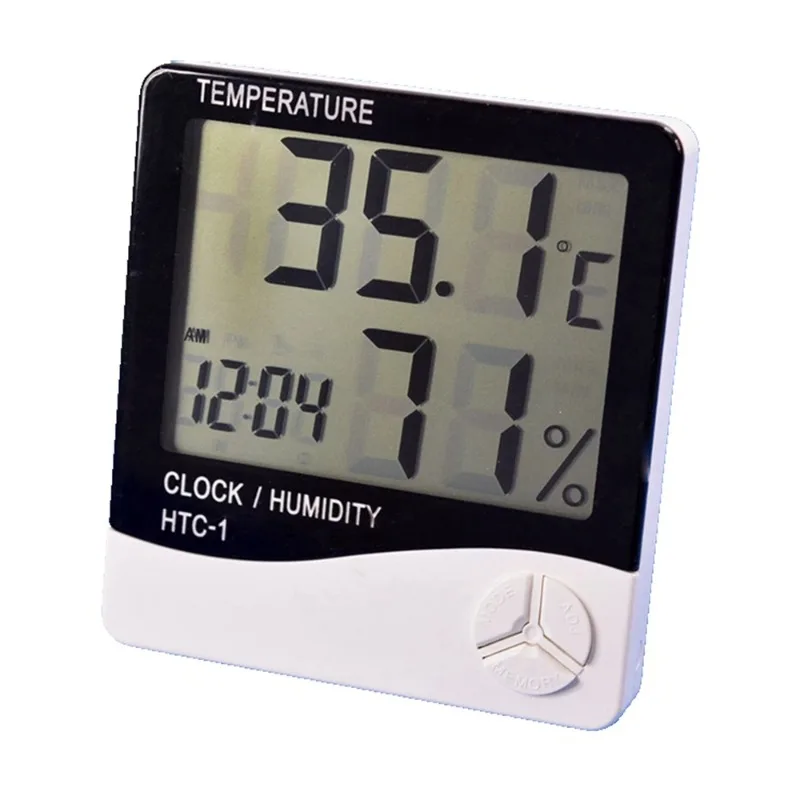 Big LCD Digital Indoor Thermometer Hygrometer – Temperature Humidity Meter Weather Station White Instruments